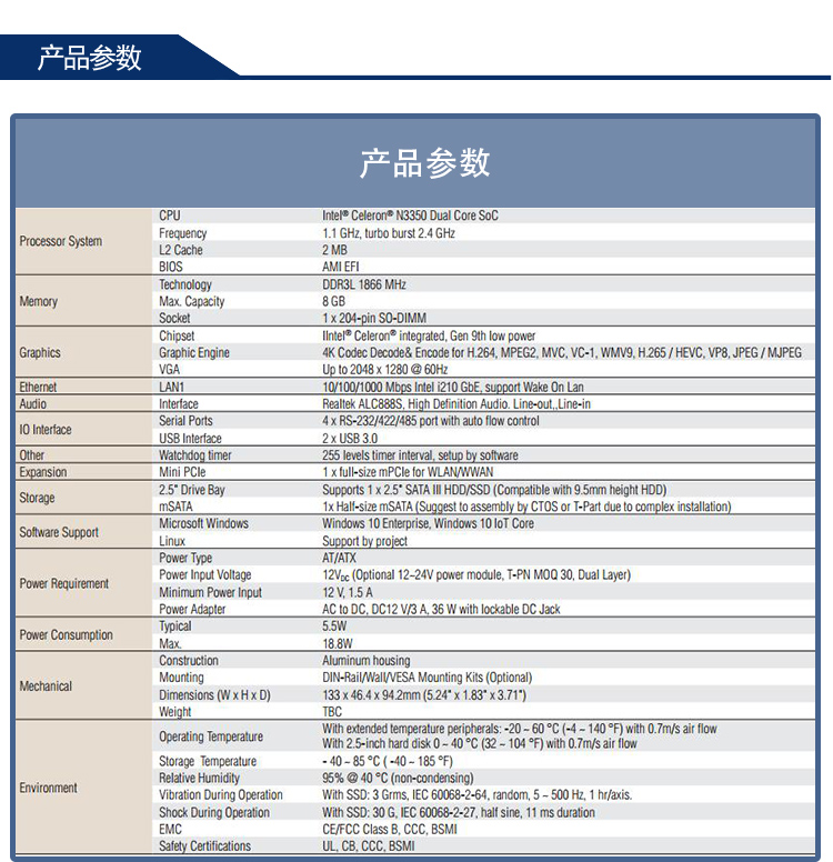 全新研華 無風(fēng)扇嵌入式工控機 超緊湊ARK-1000系列 ARK-1124C