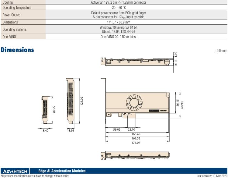 研華VEGA-340 基于Intel Movidius? Myriad? X VPU，PCIe x4 Edge AI 模塊，VPU*4 or VPU*8