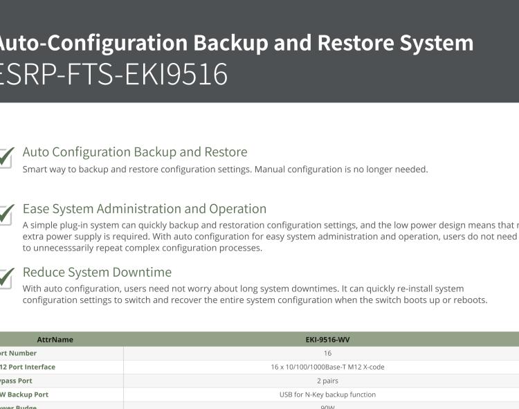 研華ESRP-FTS-EKI9516 Auto-Configuration for Easy System Administration and Operation