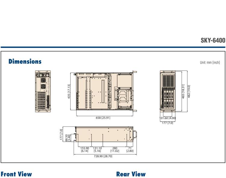 研華SKY-6400 4U 機架式 Intel Xeon? Scalable GPU 服務器, 支持4個PCIex16雙層卡片,1 個 PCIex8 單層 FH/HL 卡片, 和 1 個PCIex4 卡片