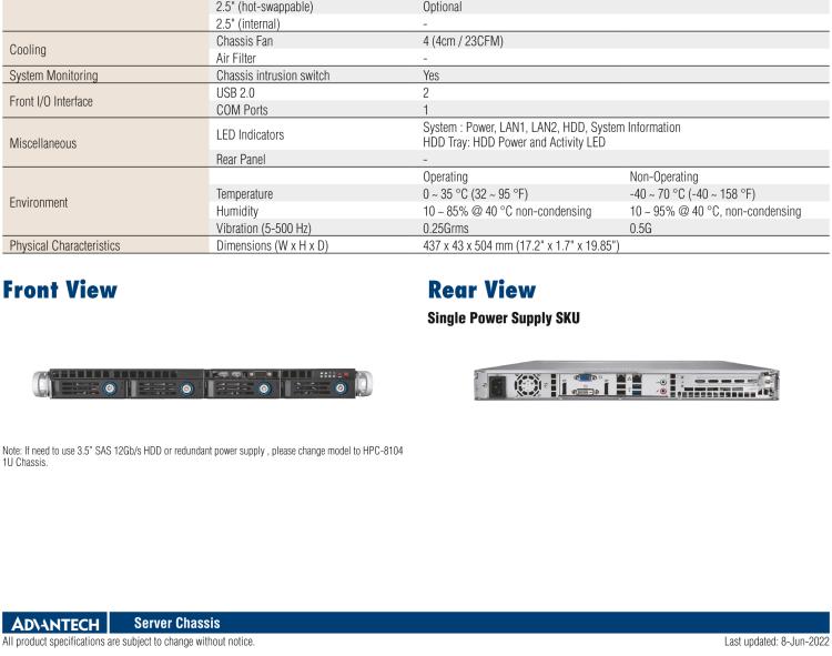 研華HPC-7140 1U 機(jī)架式服務(wù)器機(jī)箱，適用于 MicroATX/ATX 服務(wù)器主板，支持4個(gè)3.5"熱插拔盤位，1個(gè)全長/半長PCI-E x16擴(kuò)展插槽