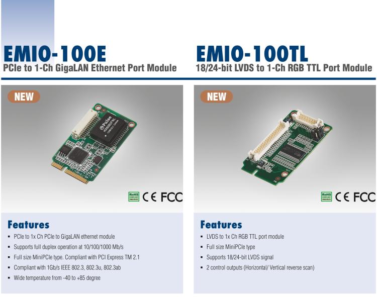 研華EMIO-100E GigaLAN 以太網(wǎng)模塊、1-Ch、PCIe I/F