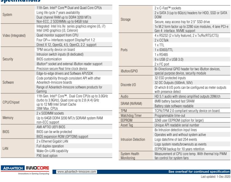 研華DPX-E145 The DPX?-E145 is a completely integrated system based on the 11th generation Intel Core embedded platform for gaming applications.