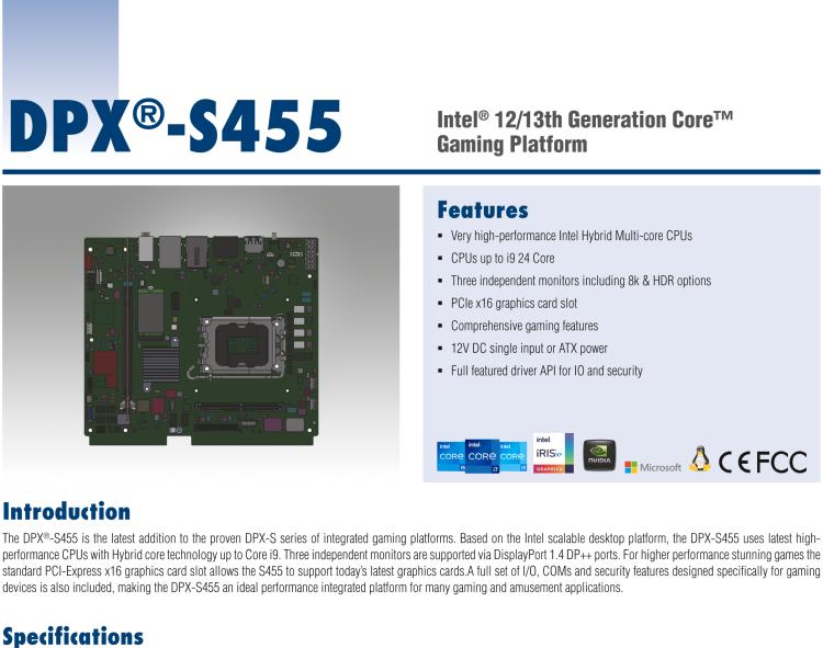 研華DPX-S455 Intel? 12/13th Generation Core? Gaming Platform