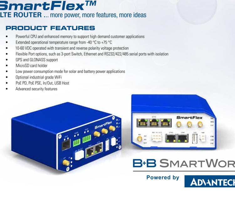 研華BB-SR30309125-SWH LTE 路由器、5E、USB、2I/O、SD、2S、PD、SL、Acc、SmartWorx Hub