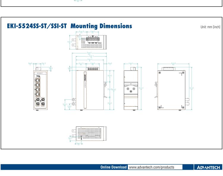 研華EKI-5524SSI-ST 2光4電百兆ProView(組態(tài))系列工業(yè)以太網(wǎng)交換機(jī)(包含單模/多模、SC/ST接口)