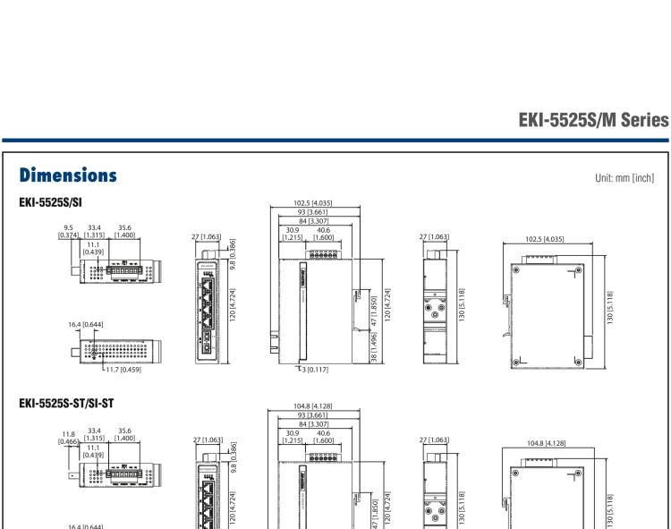 研華EKI-5525SI-ST 1光4電百兆ProView(組態(tài))系列工業(yè)以太網(wǎng)交換機（包含單模/多模、SC/ST接口）