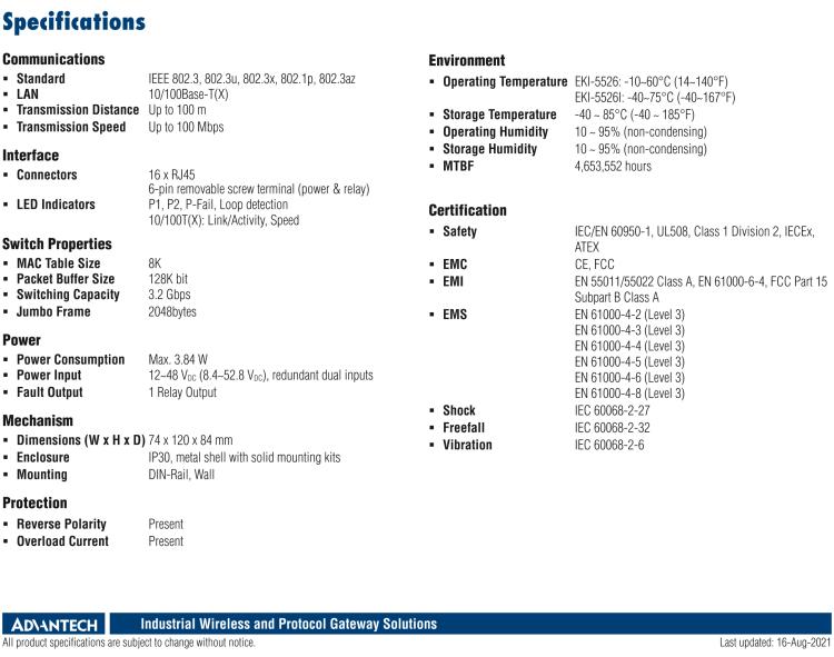 研華EKI-5526I 16百兆端口ProView(組態(tài))系列工業(yè)以太網(wǎng)交換機(jī)