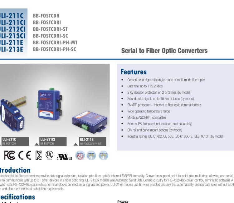 研華BB-FOSTCDRI-PH-SC ULI-213E 重型工業(yè)串行至單模 SC 光纖轉換器