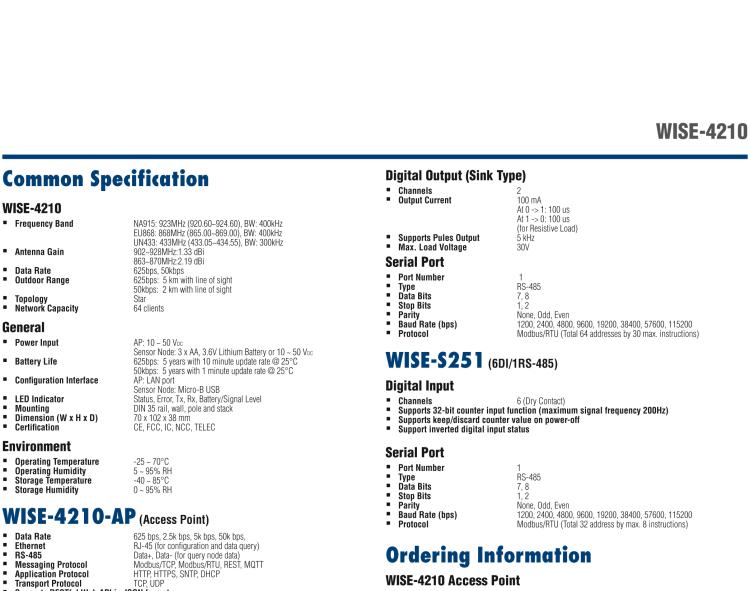 研華WISE-4210-S251 具有6通道數(shù)字輸入端口和RS-485的LPWAN無(wú)線傳感器節(jié)點(diǎn)