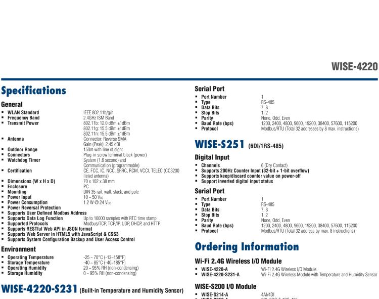 研華WISE-4220-S231 內(nèi)置溫濕度傳感器物聯(lián)網(wǎng)無線傳感器節(jié)點(diǎn)