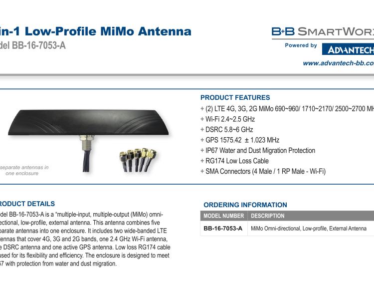 研華BB-16-7053-A MIMO Antenna, Low Profile, Omni Directional