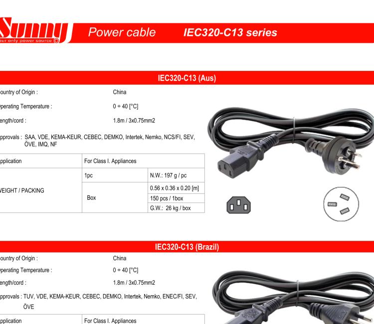 研華BB-PWRCORD-EU Power Cord 1.8m with EU plug