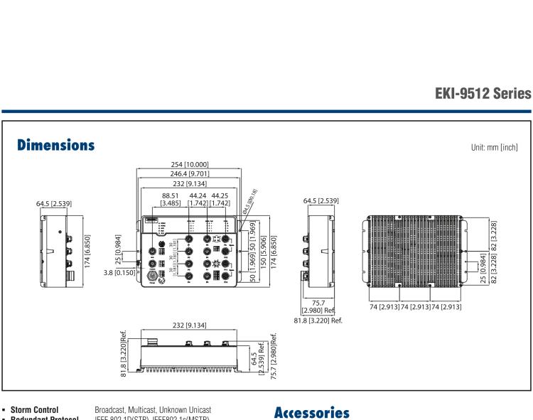 研華EKI-9512E-4GMW EN50155 Managed Ethernet Switch with 8FE+4GE bypass, 24-110VDC