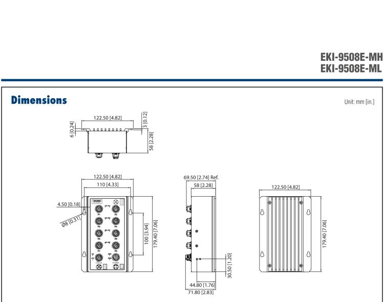 研華EKI-9508E-MH 8個百兆M12端口非網(wǎng)管EN50155交換機， 支持72/96/110 VDC供電
