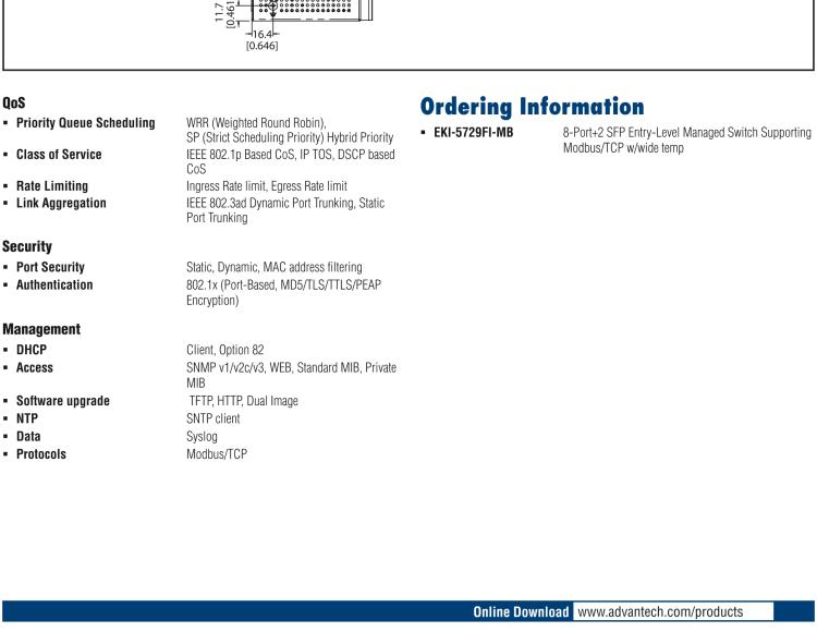 研華EKI-5729FI-MB 8-Port + 2 SFP Entry-Level Managed Switch