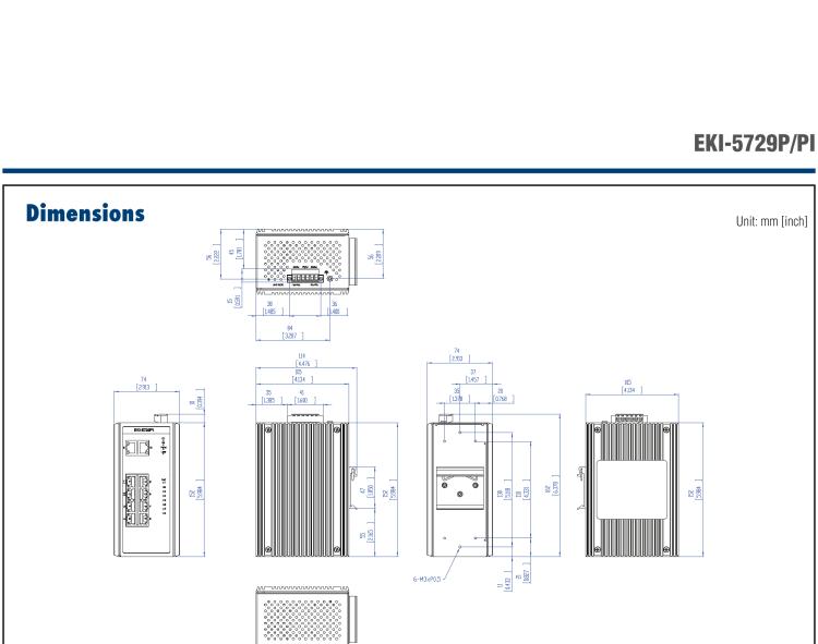 研華EKI-5729PI 8GE PoE and 2G Unmanaged Ethernet Switch, IEEE802.3af/at, E-Mark, 12V~24VDC, -40~75℃