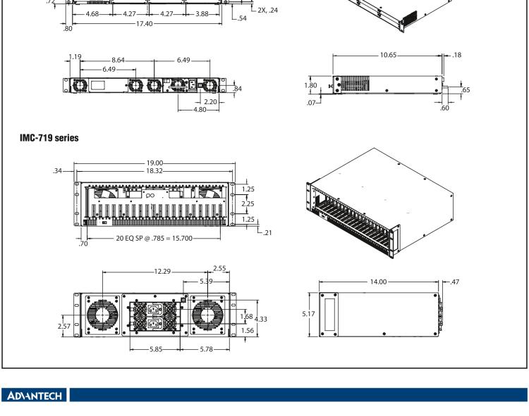 研華BB-850-10949-2DC 3 插槽 SNMP 可托管機箱，帶 2 個固定的直流電源