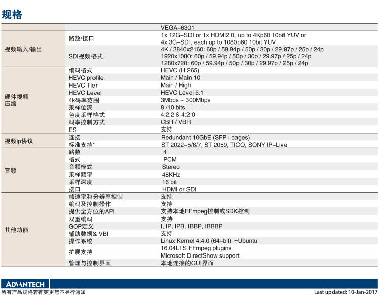 研華VEGA-6301 緊湊型4K HEVC 編碼推流設備