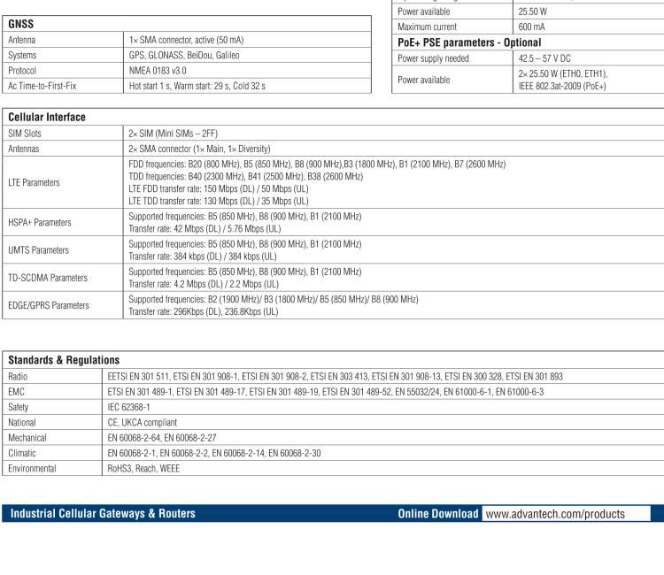 研華BB-SR30409125 SmartFlex, EMEA/LATAM/APAC, 5x Ethernet, PoE PD, Metal, International Power Supply (EU, US, UK, AUS)