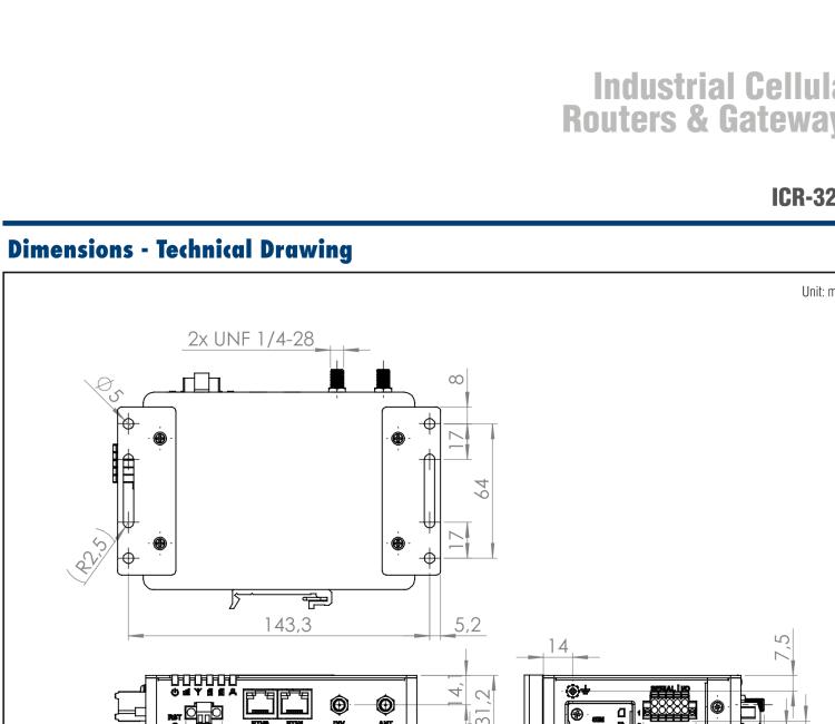 研華ICR-3241 ICR-3200, NAM, 2x Ethernet, 1x RS232, 1x RS485, Metal, Without Accessories