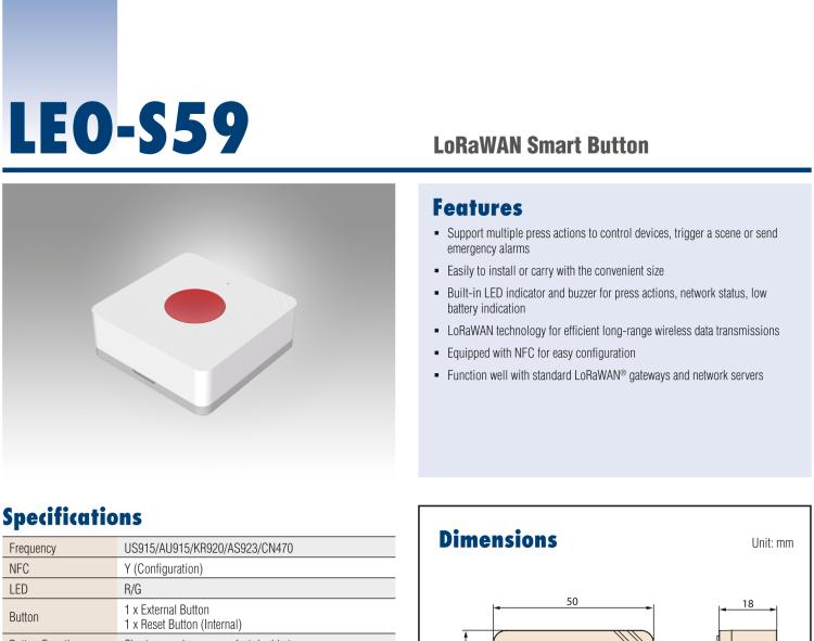 研華LEO-S595-WBG0 LoRaWAN Smart Button