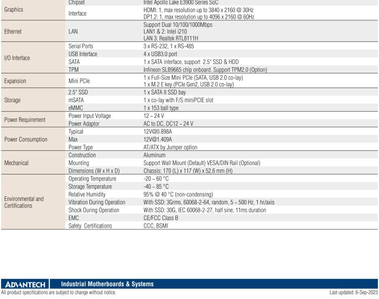 研華EPC-U2217 Intel Atom第六代Apollo Lake無風(fēng)扇嵌入式工控機，3LAN，板載eMMC，CANBUS