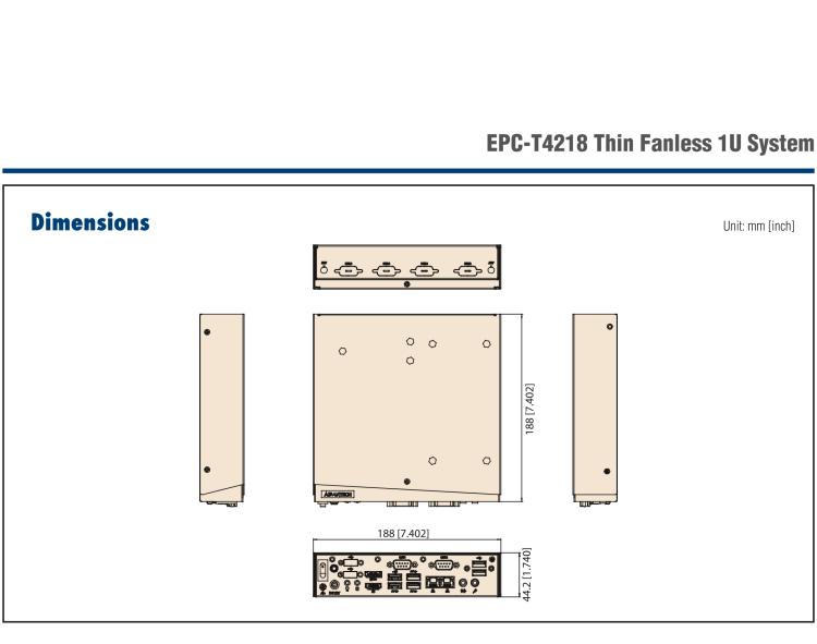 研華EPC-T4218 適配Intel 第8代 賽揚(yáng)/凌動(dòng)系列處理器。1U超薄高度，無風(fēng)扇系統(tǒng)，性能強(qiáng)勁，性價(jià)比高。