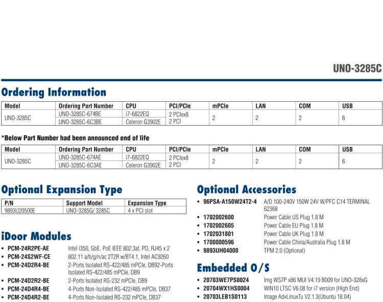 研華UNO-3285C 搭配Intel? Core?處理器，4×PCI(e) 擴展槽，2 x GbE, 2 x mPCIe, HDMI, DVI-I