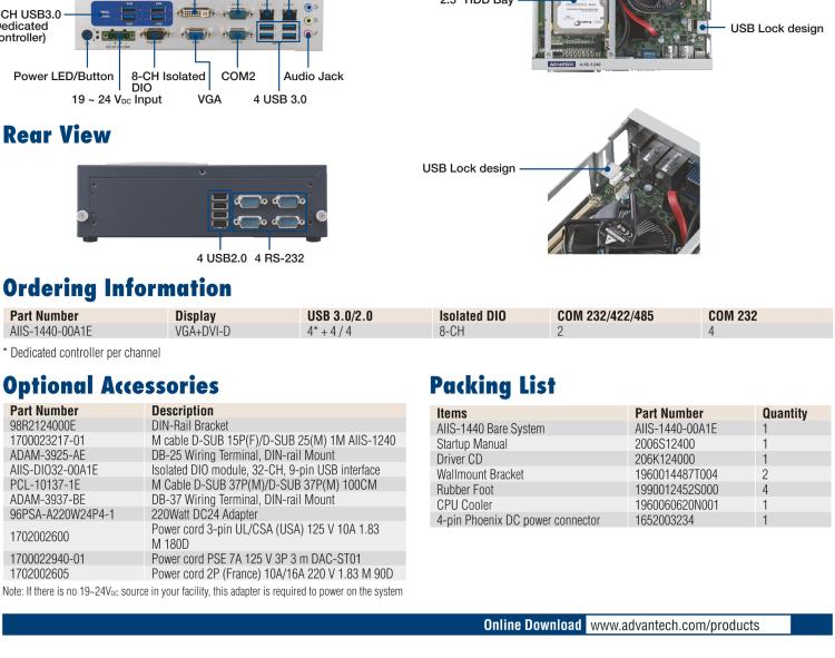 研華AIIS-1440 機器視覺工控機，USB3.0 CAM 緊湊型系統(tǒng),支持英特爾酷睿? i7/i5/i3 CPU,4通道專用USB3.0控制器