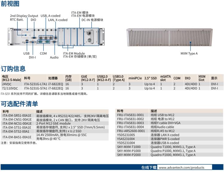研華ITA-5231G Intel? 第6 代Core? i 處理器無風(fēng)扇系統(tǒng)，EN 50155 鐵路應(yīng)用