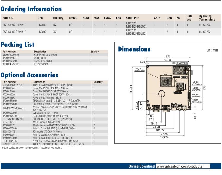 研華RSB-6410 基于NXP ARM Cortex-A9 i.MX6 Dual/Quad 的Mini-ITX工業(yè)主板， 支持Linux Yocto/Android