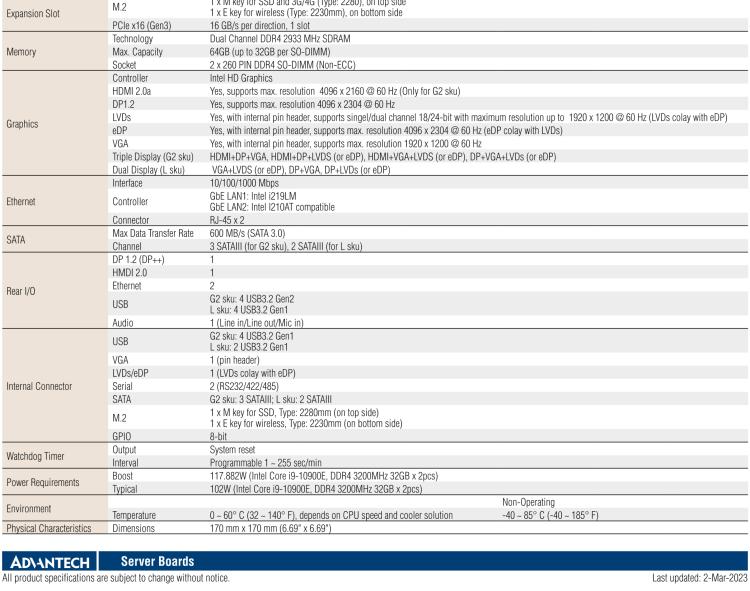 研華AIMB-277 適配Intel? 第10代 Core? i 系列處理器，搭載Q470E芯片組。性能強(qiáng)勁，適用于高端應(yīng)用領(lǐng)域。