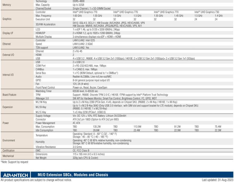 研華MIO-4370 基于第12代Intel Core處理器（Alder Lake-S系列，LGA1700 socket CPU）， 4" EPIC 單板電腦