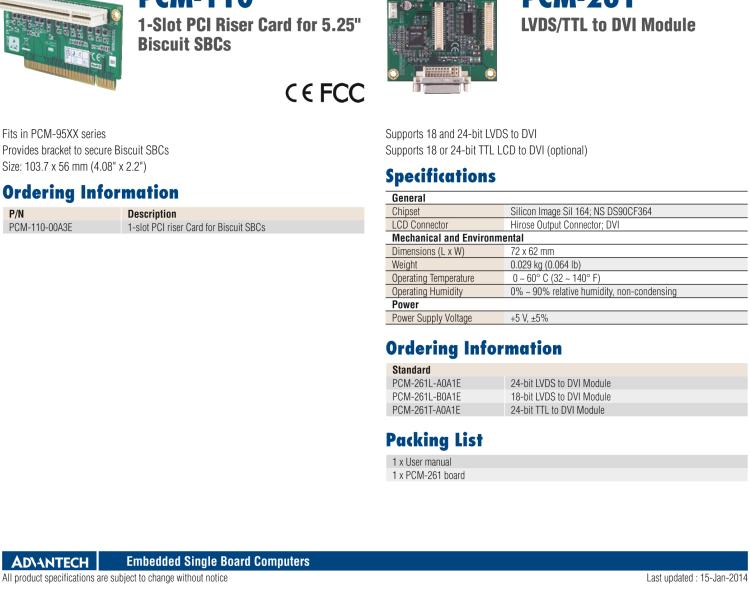 研華PCM-261 LVDS/TTL至 DVI 模塊