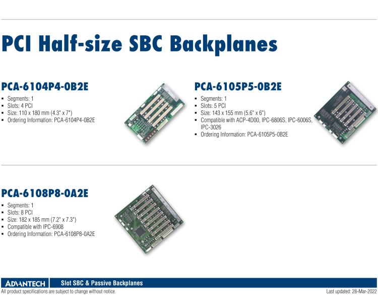 研華PCE-3B12 PICMG 1.3 Half-size mainstream SHB Backplanes, Compactable with PCE-3000 series and IPC chassis: ACP-4020