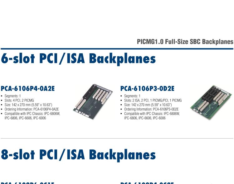 研華PCA-6108P6 8-slot PCI/ISA Backplanes