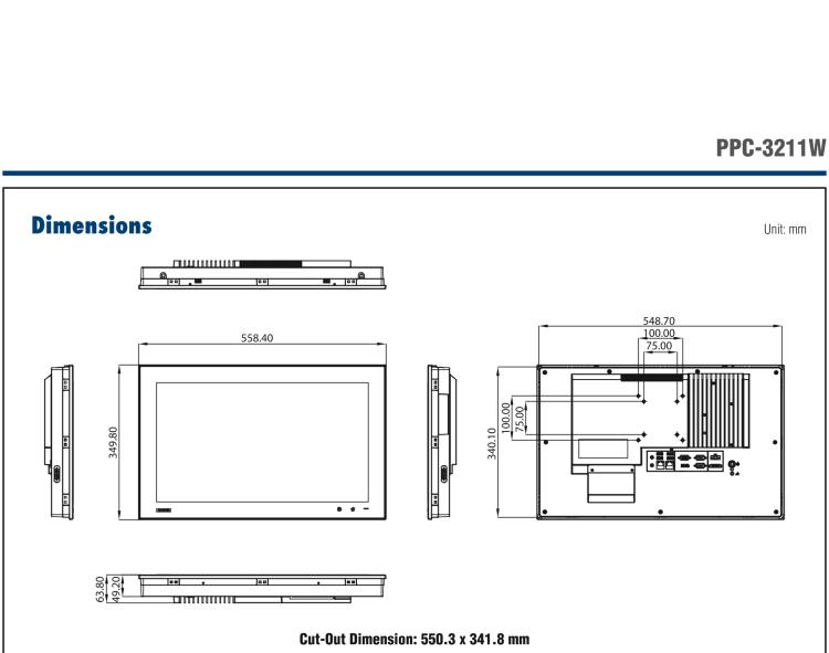 研華PPC-3211W 21.5" 寬屏無風(fēng)扇工業(yè)平板電腦, 搭載 Intel? Core? i5-7300U 處理器