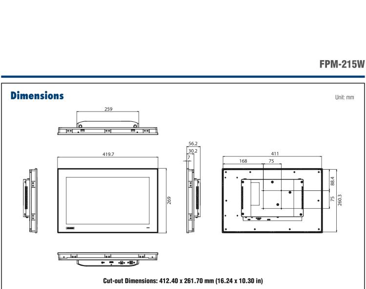 研華FPM-215W 15.6寸WXGA工業(yè)顯示器，支持多點(diǎn)觸控，支持 HDMI端口