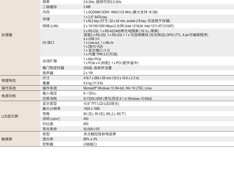 研華PPC-3151W 15.6" 寬屏無風扇工業(yè)平板電腦, 搭載 Intel? Core? i5/i7處理器