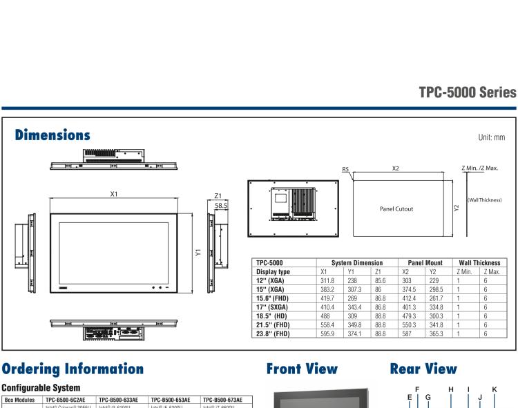 研華TPC-5172T 模組化17寸SXGA 液晶顯示器多點觸控工業(yè)平板電腦， 搭配英特爾?第六代酷睿?i3-6100U處理器