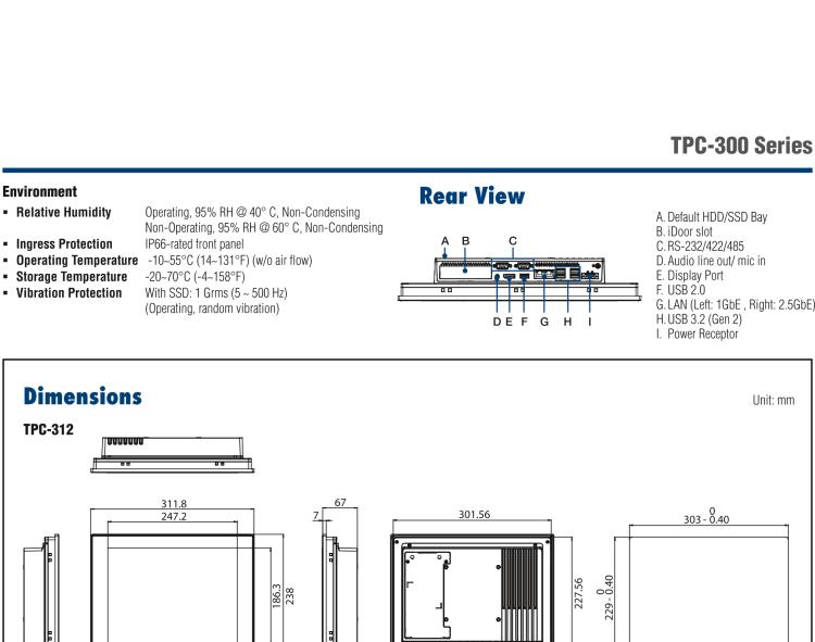 研華TPC-315 15英寸XGA TFT LED LCD觸摸屏電腦，搭載第八代Intel?Core? i3/ i5/ i7處理器，內(nèi)置8G DDR4 RAM