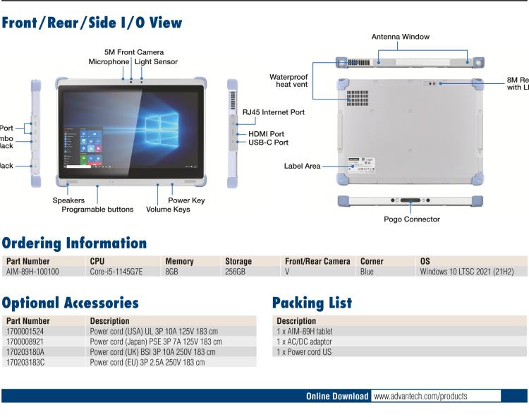 研華AIM-89H 13.3" Medical-Grade Tablet with Intel? Core? i5 processor