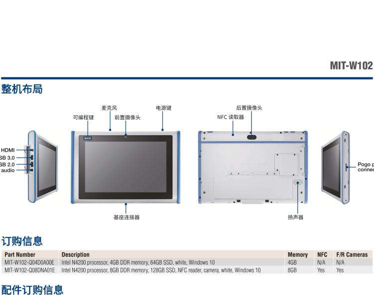 研華MIT-W102 10.1" 醫(yī)療級(jí)平板電腦，搭載 Intel?Pentium? 處理器和電容觸摸屏