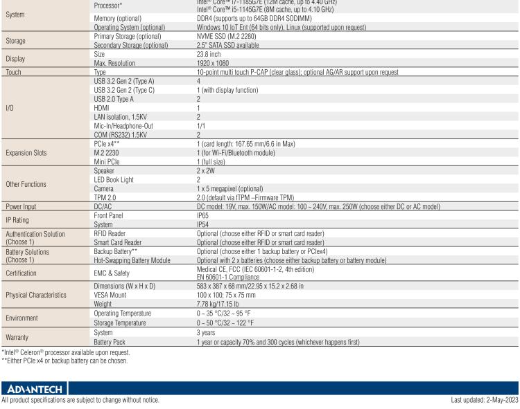 研華POC-624 23.8"高性能醫(yī)用一體機(jī)，可用于多種醫(yī)療應(yīng)用