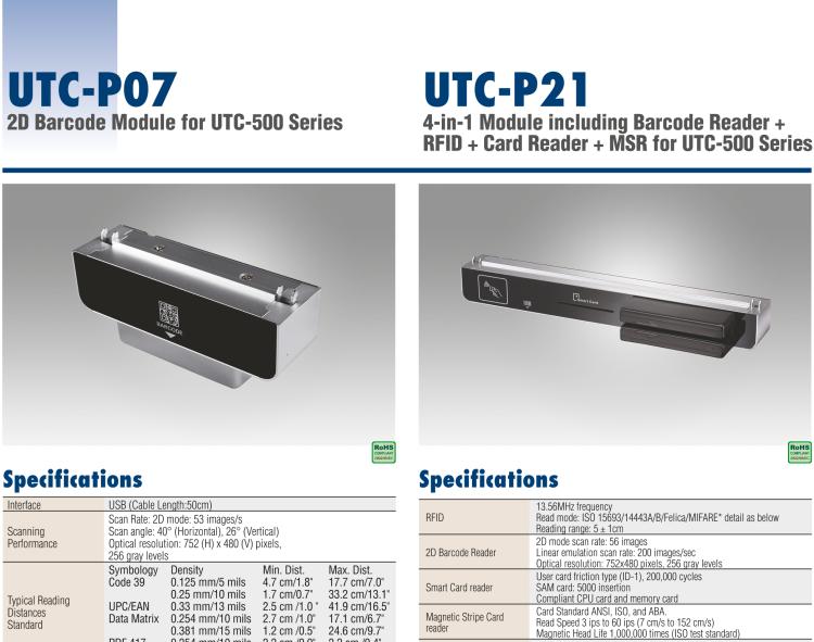 研華UTC-P06 智能卡讀卡器，適用于 UTC-515/520/532系列