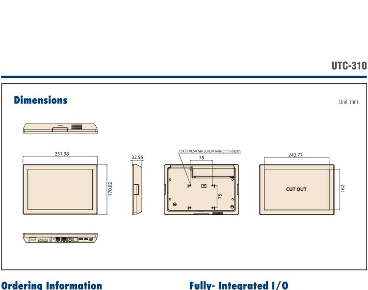 研華UTC-310G 10.1" 多功能觸控一體機(jī)，Intel? Celeron? N3350/Pentium? N4200 處理器