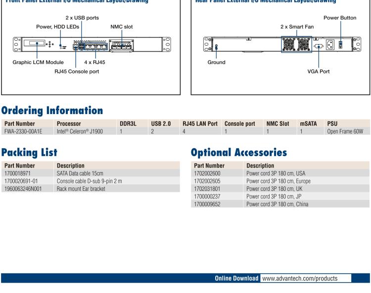 研華FWA-2330 基于Intel? Bay trail-D/M 系列處理器 1U機(jī)架式網(wǎng)絡(luò)應(yīng)用平臺(tái)