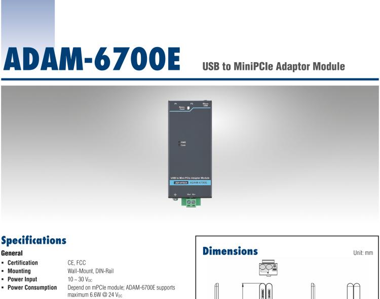 研華ADAM-6700E USB 轉(zhuǎn) MiniPCIe 適配器模塊