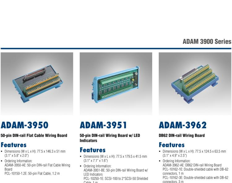 研華ADAM-3950 50芯扁平電纜接線端子，DIN導(dǎo)軌安裝